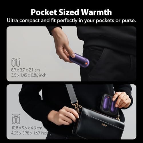 J-BRAUV Electric Hand Warmers Rechargeable 2 Pack, 2000mAh Reusable Hand Warmers with Charging Case 10000mAh, 5 Levels Heat Double Sided USB C Hand Warmer Up to 24H Heating, Golf Gifts for Men Women — view 6