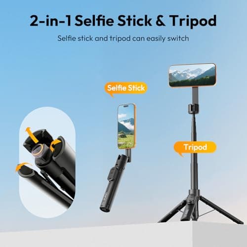 ULANZI SK26 Magnetic Phone Tripod, Retractable Selfie Stick for Vlogging | 15N Strong Magnet, One-Click Opening, Compatible with MagSafe, 200° Tilt, 10M Remote Control, Compatible with iPhone 17–12 — view 2
