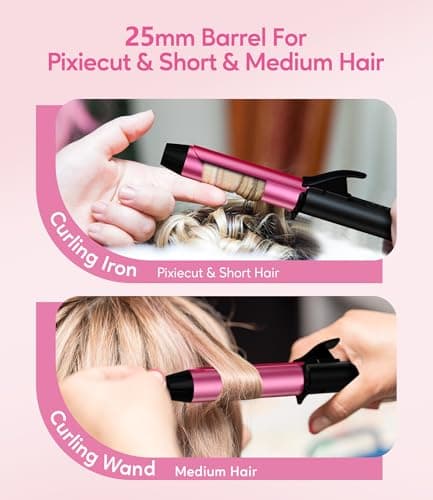 FARERY Dual Voltage Mini Curling Tongs, 25mm Mini Ceramic Curling Iron for Short & Long Hair, Travel Size Curling Wand with 3 Adjustable Temp, Keratin & Argan Oil Infused Barrel, with Storage Bag — view 4
