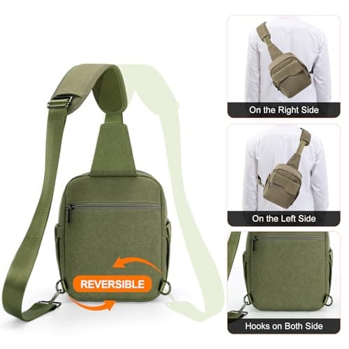 Cwatcun Sling Camera Bag Canvas, Compact Crossbody Case with Rain Cover — view 5
