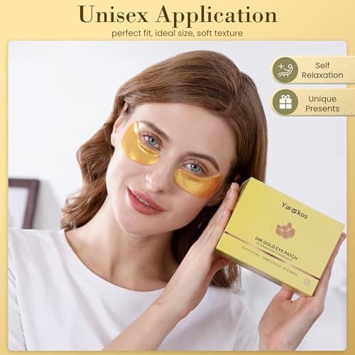 32 Pairs 24K Gold Under Eye Patches, Golden Undereye Pads, Hydrating Eye Masks for Anti Wrinkles Puffy Eyes Dark Circles, Puffiness Eye Bags Eyes Gel Pads, Women Men Travel Skincare Set — view 6