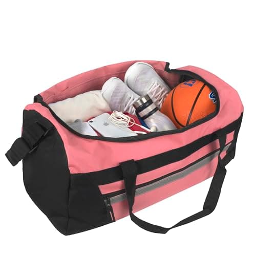 40 Litre, 22 Inch Duffle Bag for Women Men Travel; Large Duffel Bag with Shoulder Strap, Sections (Pink) — view 3