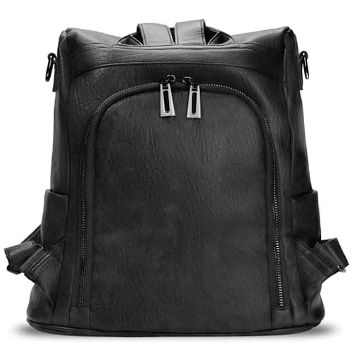 molshine Women PU Leather Backpack,Anti-Theft Travel Rucksack Fashion Casual Bag Shoulder Daypack Handbag Purse for Ladies Fits 13 inches Tablet Laptop (Black) — view 6