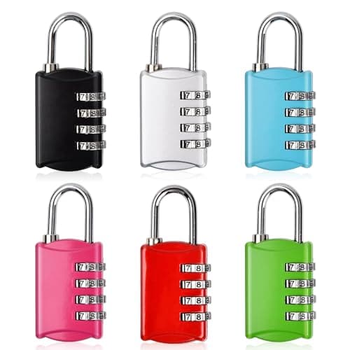mizikuu 6 Pack Luggage Locks Code Padlock, Combination Padlocks 4 Digit Pad Lock Small Padlock for Suitcase Padlocks Weatherproof Zinc Pad Locks with Code for Doors, Garages, Gyms Lockers