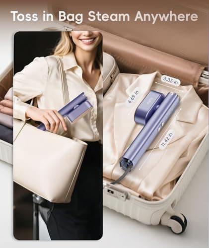 Travel Steamer for Clothes, 100-240V Dual Voltage Portable Garment Steamer, 1000W Travel Size Handheld Steam & Iron 2 in 1, for Global & Europe Travelling, Business, Home (Blue) — view 3