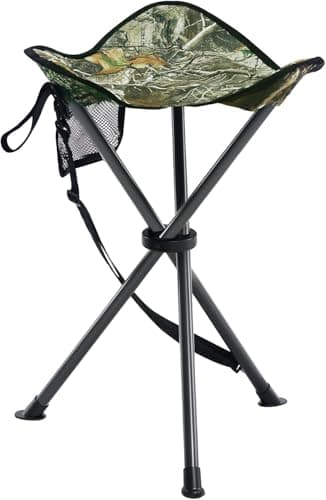 Portal Folding Stool Tripod Camo Small Camping Chair Collapsible Portable Lightweight Fold away Stool Pop up Travel Seat for Hunt Hiking Backpacking Fishing Walking Events Festival Load 102KG