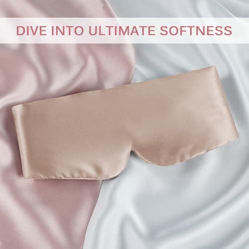 OLESILK 100% Natural Mulberry Silk Eye Mask for Sleeping, Large, Taupe — view 3