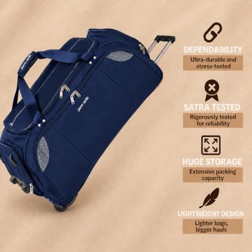 Lightweight Large 30" Navy Holdall with Wheels - 95L Pierre Cardin Duffle — view 2