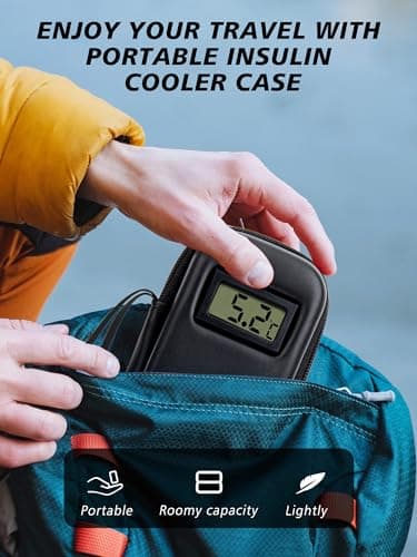 YOUSHARES Insulin Cooler Travel Case with Temperature Display - Insulin Pen Case with 2 Ice Packs TSA Approved, Small Insulated Medication Cool Travel Bag for Munjaro GLP-1 Injection Diabetes Supplies — view 5