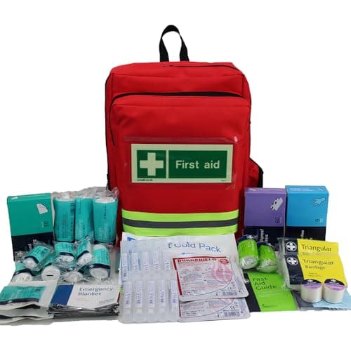 EVAQ8 First Response First Aid Kit — 139 Piece Red Rucksack, British Standard BS8599-1 Medium, HSE Compliant, Workplace & Professional Use, UK Assembled — view 4