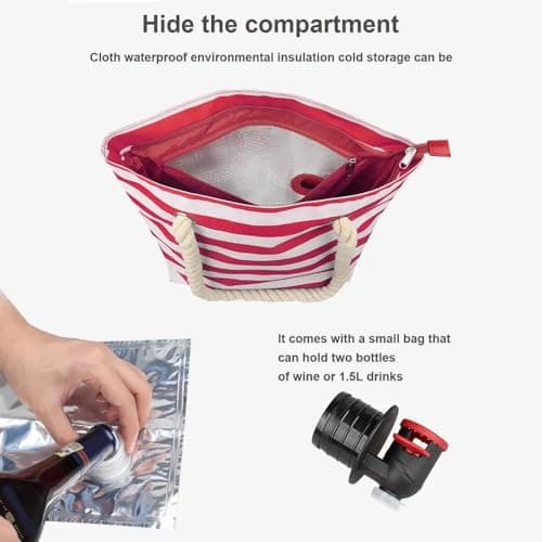 RZJZGZ Wine Tote with Drink Dispenser,Wine Cooler Bag Shoulder Bag,Red — view 3