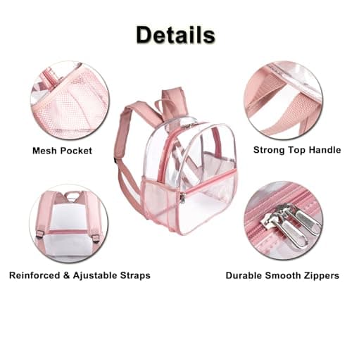 Fomaris Mini Clear Backpack 12 x 12 x 6 Stadium Approved Plastic Backpack, Rose Gold 1pc, S, Casual — view 3