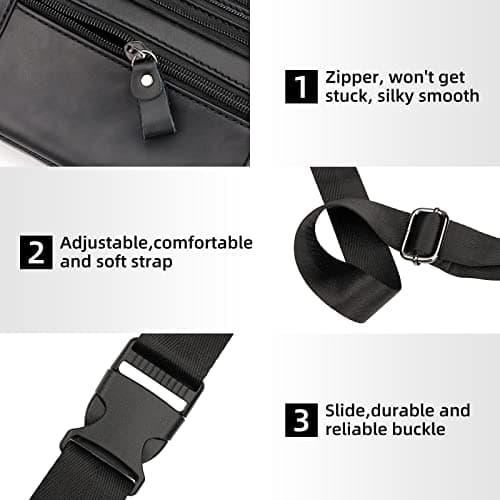 HUMERPAUL Black Bumbags Leather Fanny Pack for Men Women,Small Sling Bag — view 5