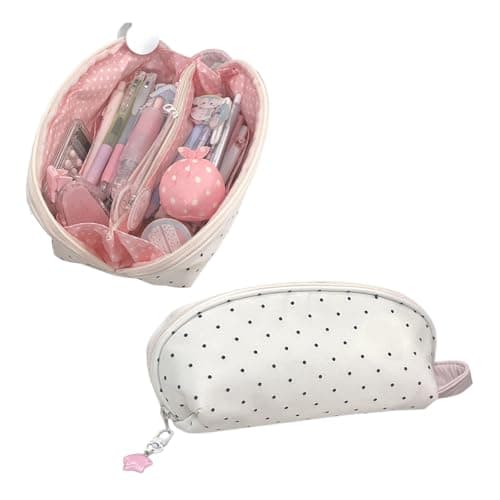 Dotted Pencil Pouches Large Capacity Polyester Pencil Case Multipurpose Pen Organiser Bag for School Offices Travel Case Pen Stationery Large Capacity Bag Back to School Supplies College Essentials — view 2