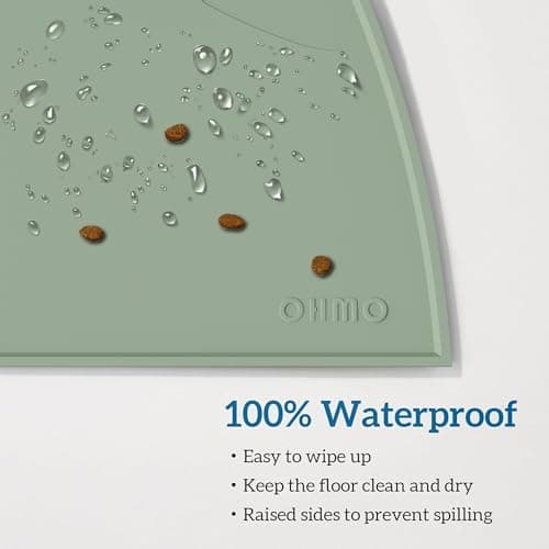 OHMO Silicone Cat Food Mat for Food&Water Bowls, 46x25cm, Sage Green — view 4