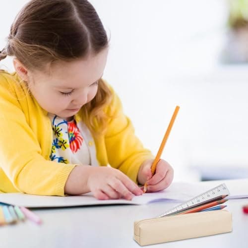 Slim Pu Leather Pencil Case Pouch, Small Pencil Bag with Zipper — view 3