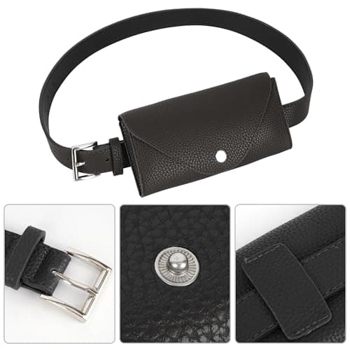 Meliyya Women PU Leather Waist Bag Stylish Belt Bumbag Phone Pouch Quilted Lattice Change Purse Gym Fanny Pack, Black — view 2