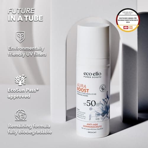 eco Elio SPF 50 Sustainable Sun Cream 50ml Aura Boost I Without octocrylene and microplastics I Sunscreen Face I Sun Cream 50 Travel Size Small — view 5