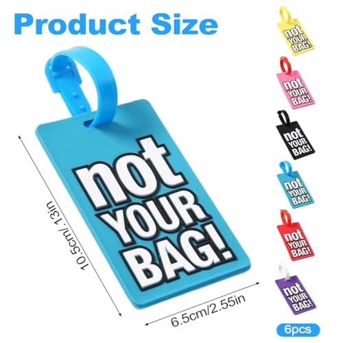 6 Pcs Luggage Tag with Name ID Card Colourful PVC Suitcase Tags — view 2