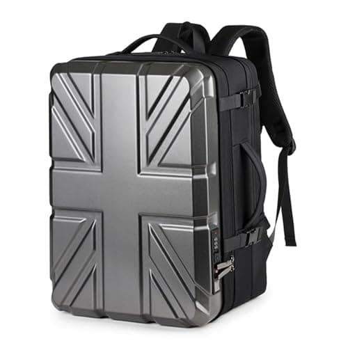 Elsegeod Hard Shell Tsa Laptop Backpack for Men,Expandable Waterproof Anti Theft Backpack with USB Port, Business Travel Gaming Computer Bag 17.3 Inch Rucksack，Silver