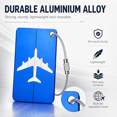 5 Pack Luggage Tags,Suitcase Tags with Steel Wire Loop & Waterproof ID Card — view 3