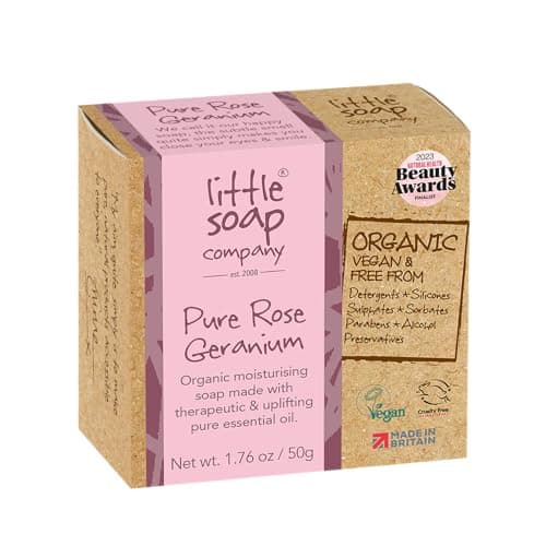 Little Soap Company Organic Rose Geranium Mini Soap Bar, Travel Size, 50g