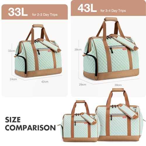 Lekesky Weekend Overnight Bags for Women - 33l Top Large Opening Travel Duffles Bag, Holdall Bag for Airlines with Shoes Compartment (Olive Green,42 * 33 * 24cm) — view 6