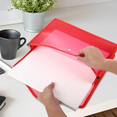5pcs A4 Document Bag PP Plastic Wallet Folder with Snap Button — view 5