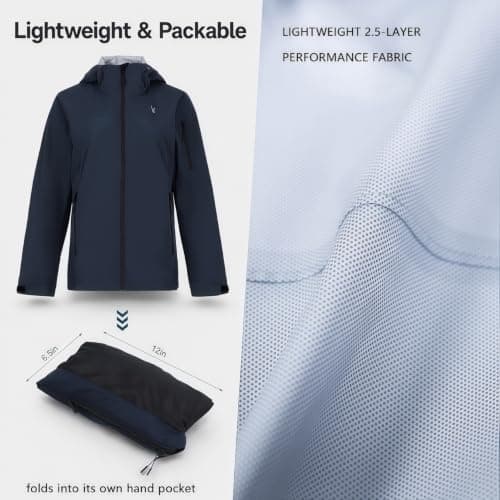 Women's 20000mm Waterproof Rain Jacket Lightweight Packable Hooded Raincoat — view 4