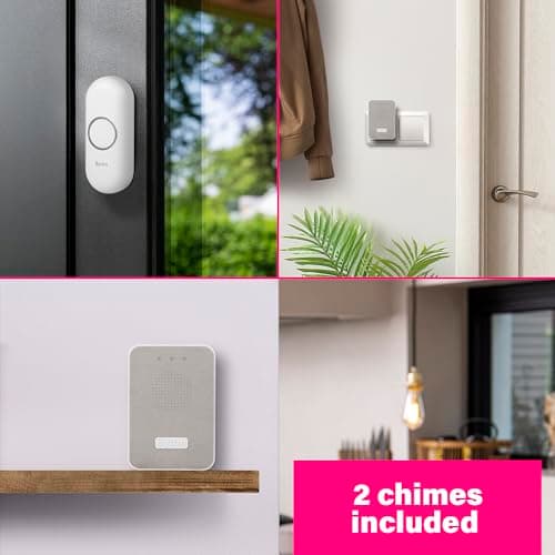 Byron Wireless Doorbell Set – Twin Pack – Battery Portable and Plug in – 150 m Range – 16 Melodies – DBY-22324UK — view 2