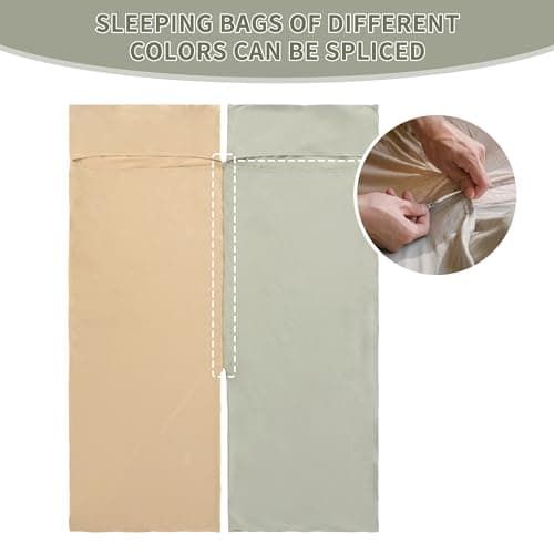 Naturehike Cotton Sleeping Bag Liner 210 x 75 cm, Cotton Travel Sheet Camping Sleep Bag Liner with Pillow Slot, Portable Lightweight Backpacking Essentials for Camping Hostels Picnic Hiking (Green) — view 4