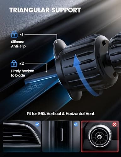 Lamicall Magnetic Car Phone Holder Vent 2025 Upgrade 6X N52 Strong Magnets, Universal Mobile Phone Mount Hook, 360 Rotating Air Vent Cradle for iPhone, Samsung, Huawei, All Smartphones & Tablets — view 4
