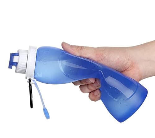 vellichor Leak-Proof Ultra-Light Collapsible Foldable Drinking Water Bottle - BPA-Free Sports Folding Bottle for Cycling, Fitness, Outdoor Activities - 500ml (Blue), Folds Incredibly Small for Drinks — view 4