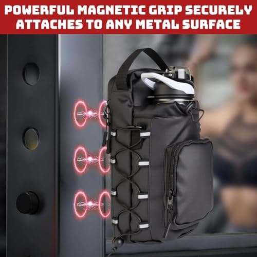 ZenithAura Magnetic Gym Bag for Women and Men, 64 OZ Water Bottle Holder with Phone Pockets and Shoulder Strap, Sports Bag, Magnetic Bag Gym for Sports, Work, Travel, Fit — view 4