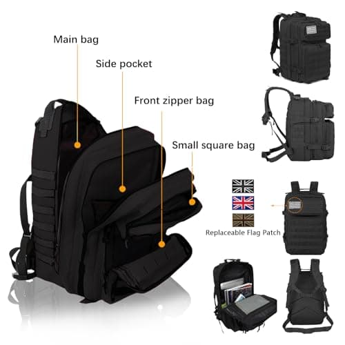 Geebymol 45L Military Tactical Backpacks Large Molle Army Assault Pack — view 3
