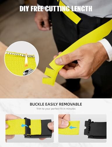 LXMY Belts for Men,Work Belts for Men,Mens and Womens Adjustable Canvas Fabric Nylon Golf Belt Fits Anywhere (Yellow) — view 4