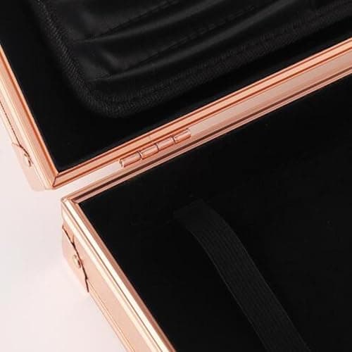 Teruyol Aluminum Alloy Tool Box, Make Up Tool Organizer Ear Pick Tool Box,Metal,Briefcase Container Cosmetic Case for Outdoor, Rose Gold — view 3