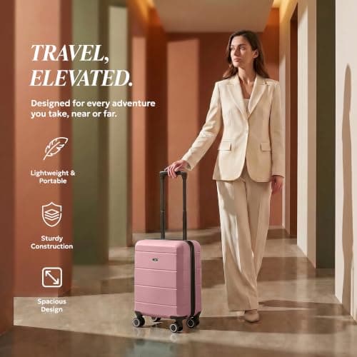 LUGG - Jetset 40cm Suitcase - 40x30x20cm- Ryanair Compatible - Underseat Size - Hard Shell ABS - Spinner & Removable Wheels - Lightweight Travel Luggage- Rosegold — view 2
