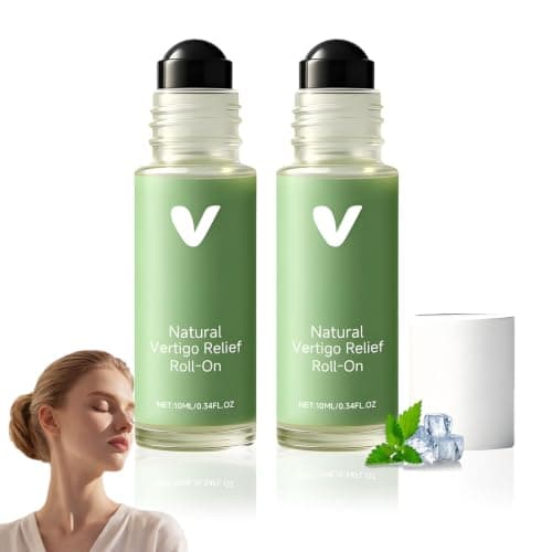 Twin Pack Vertigo Relief Roll-On — Essential Oil Roller for Dizziness, Nausea, Ear and Temple Application, Fresh Aroma Portable Glass Bottles for Travel Home and Daily Carry