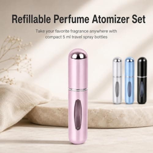 Livawnd 4pcs Perfume Travel Refillable, 5ml Travel Refillable Perfume Bottle Mini Dispenser Portable Sprayer for Outdoor Activity for Men Women (4 Colors) — view 3