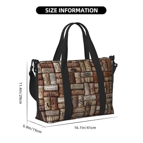 Wine Cork Printed Travel Bag Duffle Bag for Men Women, Large Water Resistant Gym Bag Weekend Holdall Bag with Shoulder Strap — view 2