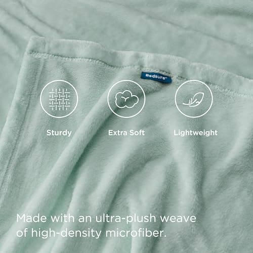 Bedsure Fleece Throw Blanket for Sofa - Flannel, Sage Green, 130x150 cm — view 4