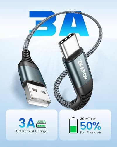 ZKAPOR Short USB C Cable 30CM, Type C Charger Cable 3A Fast Charging USB C — view 2