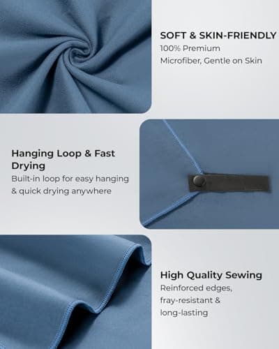 Chakipee Quick Dry Microfibre Towels Travel & Camping Microfiber Towel. Fast Drying, Super Absorbent & Ultra Compact for Travel, gym, sports, camping, Beach & hiking, 1 Pack, 180 x 100cm, Navy Blue — view 3