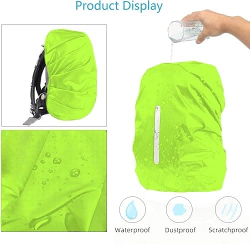 GUKOY Waterproof Rain Cover with Reflective Strap for Backpack, 2 Adjustable Anti Slip Cross Buckle Strap, Rainproof Snowproof Dustproof Anti-Frost Covers (Green, S for 18-25L backpack) — view 2
