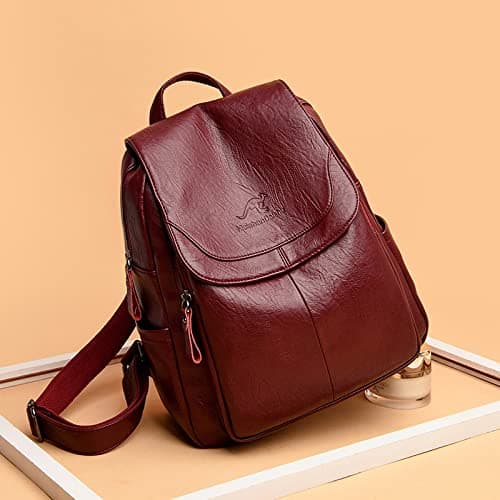 HQQN Women Backpacks Designer Soft Leather Fashion Back Bag Female Travel Bags Backbags,Gold — view 4