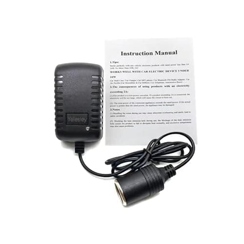 Power Adapter for Car Socket, Converts 110-240V to 12V, 2A Output, Black, for Road Trips, Camping — view 3