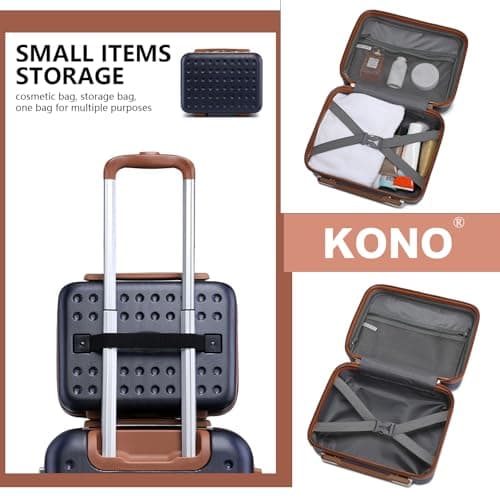 Kono Lightweight Travel Makeup Carrying Case Hard Shell Cosmetic Case Mini 13" Luggage Organizer (Navy) — view 6