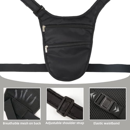 Mervokl Hidden Chest Pocket Waist Bag Anti Theft Crossbody Bag with Removable Belt and Skin-Friendly Back Provides Space for Passports, Credit Cards, Cash — view 3