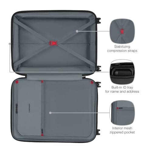 Wenger Prymo Medium hardside case with 4 Wheels, mid-Sized, 59 (67) L, Hardshell, Security Lock, for Men and Women, Travel or Vacation, Black, 612537 — view 6
